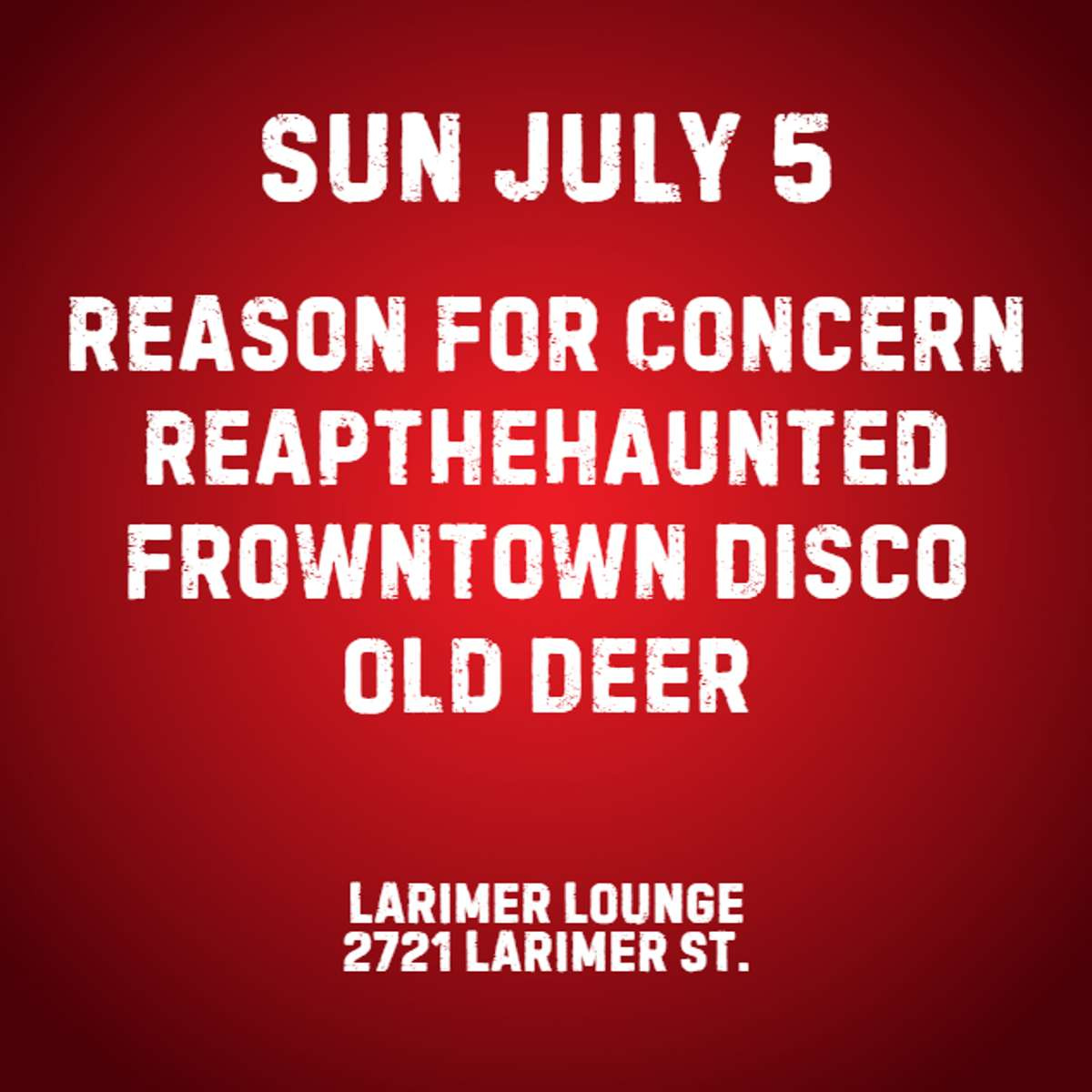 Black Dagger presents Reason For Concern w/ Reapthehaunted, Frowntown Disco + Old Deer