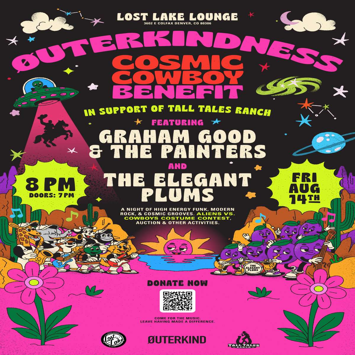 Outerkindness – Cosmic Cowboy Benefit (in support of Tall Tales Ranch) Ft. Graham Good & The Painters + The Elegant Plums