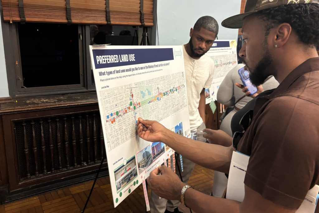 A West Side resident weighs in on preferred land use along Madison Street during a community at the Garfield Park Fieldhouse, 100 N. Central Park Ave. on September 29.