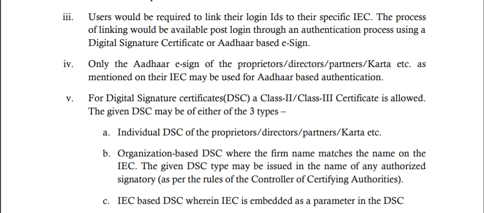 image — DGFT prescribes Electronic Signatures for linking IECs to their new digital platform