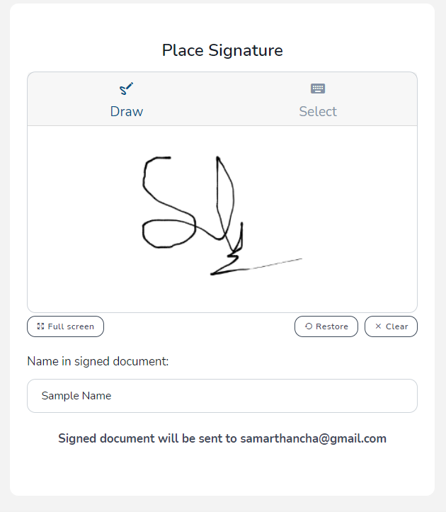 Signing a document using Virtual Signatures