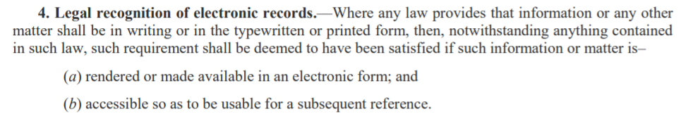 Is Digital Stamping legal in India? - Section 4 of the IT Act, 2000