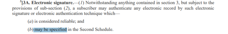 May be Specified — Section 3A and the 2008 Amendments of the IT Act