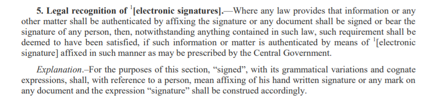 Section 3A and the 2008 Amendments of the IT Act - Section 5 amendments