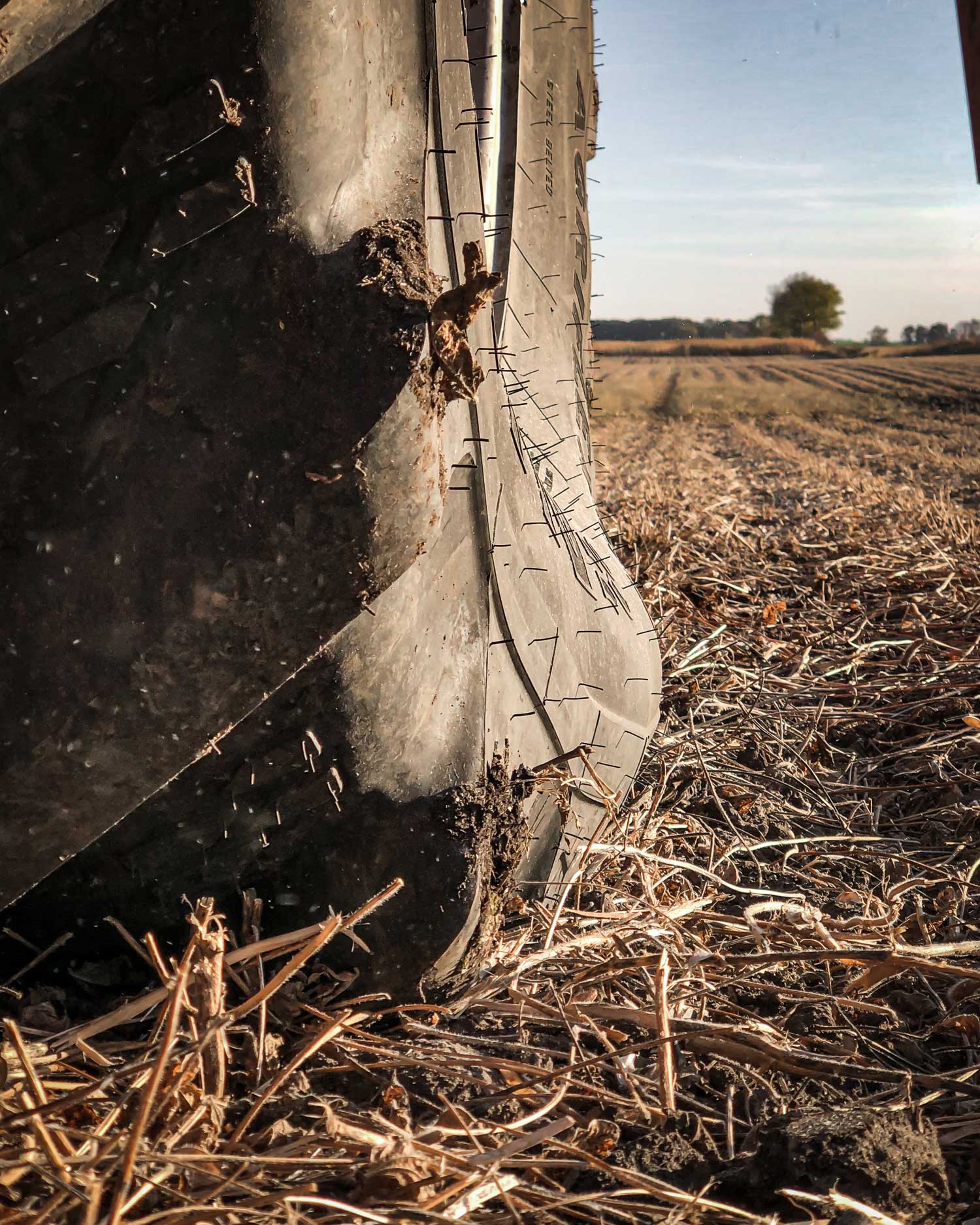 The Alliance 372 Agriflex combine tire can carry the same load as a standard radial at significantly less air pressure.