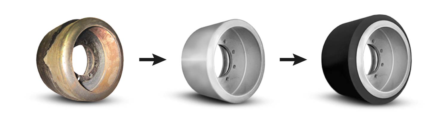 Get your existing midrollers and idlers reconditioned with AgriTraxx® Polyurethane and get up to 4 times more life than rubber.