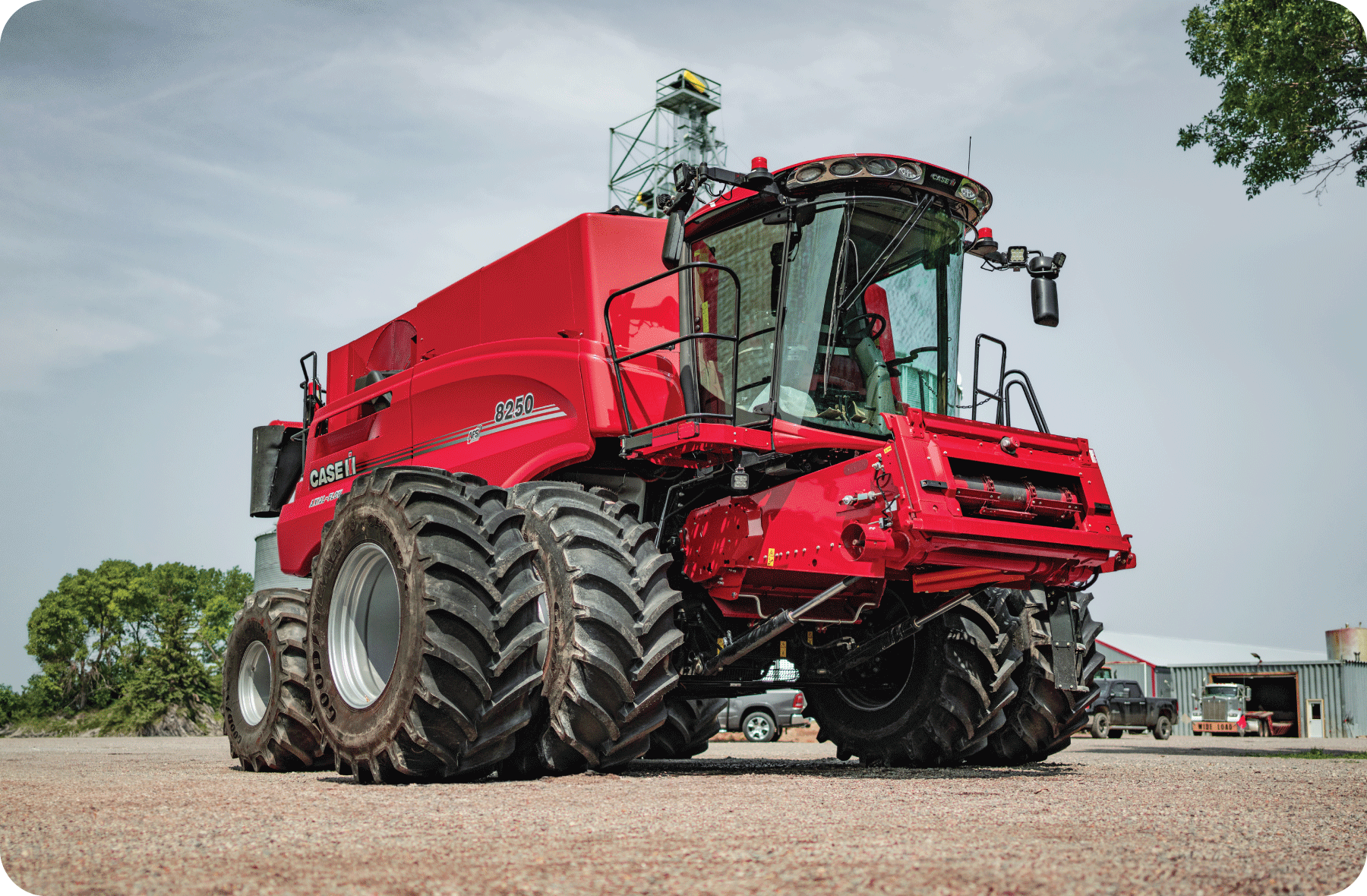 Case IH Combine with dual Goodyear Optitrac tires