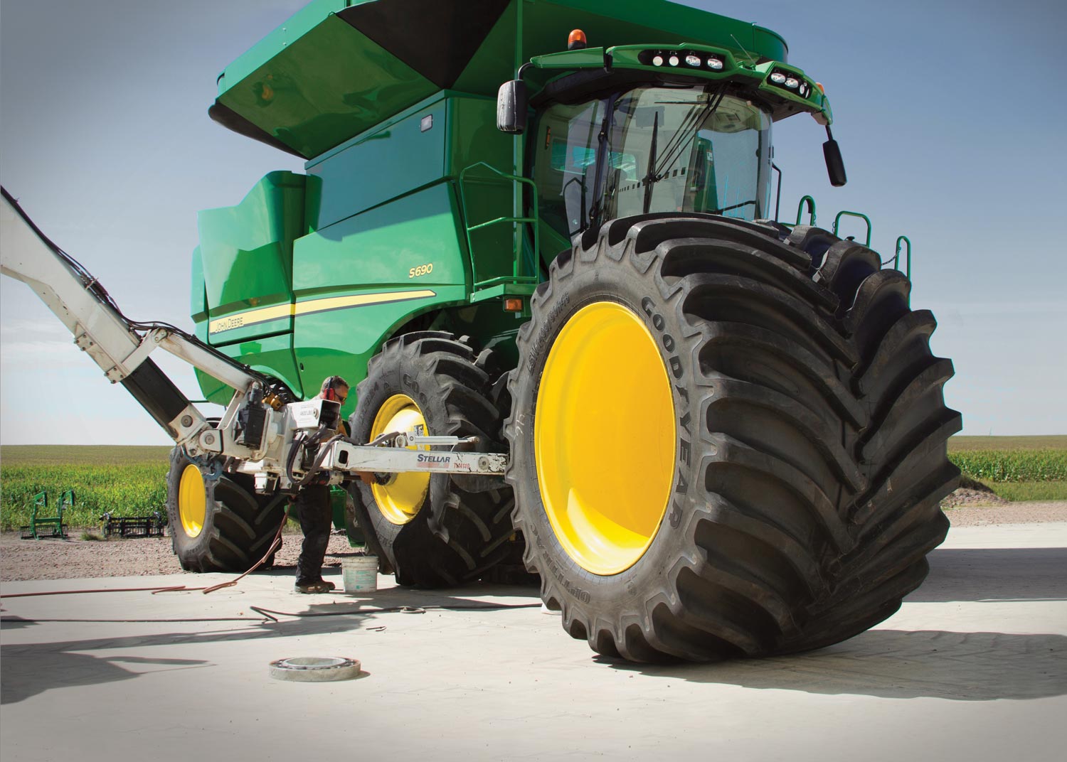 Goodyear LSW Super Singles on combine