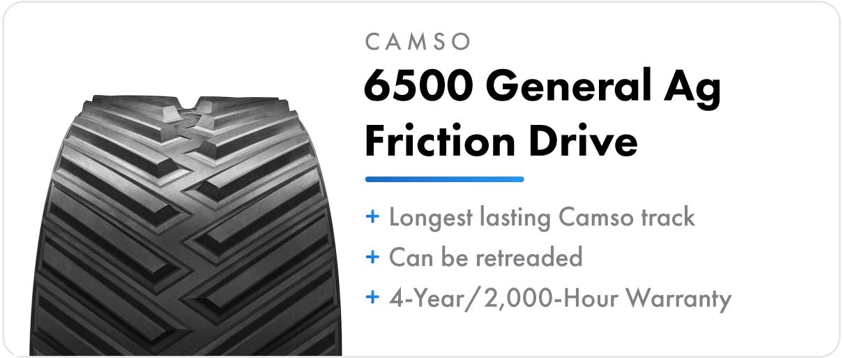 Camso 6500 General Ag Friction Drive track for John Deere 9RT and 9030T series tractors.