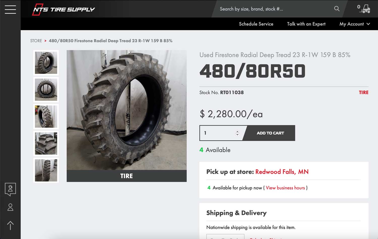 Browse several photos of all our used farm tires on NTS Tire Supply's online store.