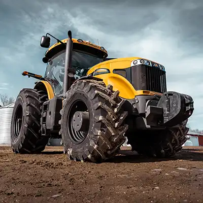 Challenger MFWD tractor with custom wheels