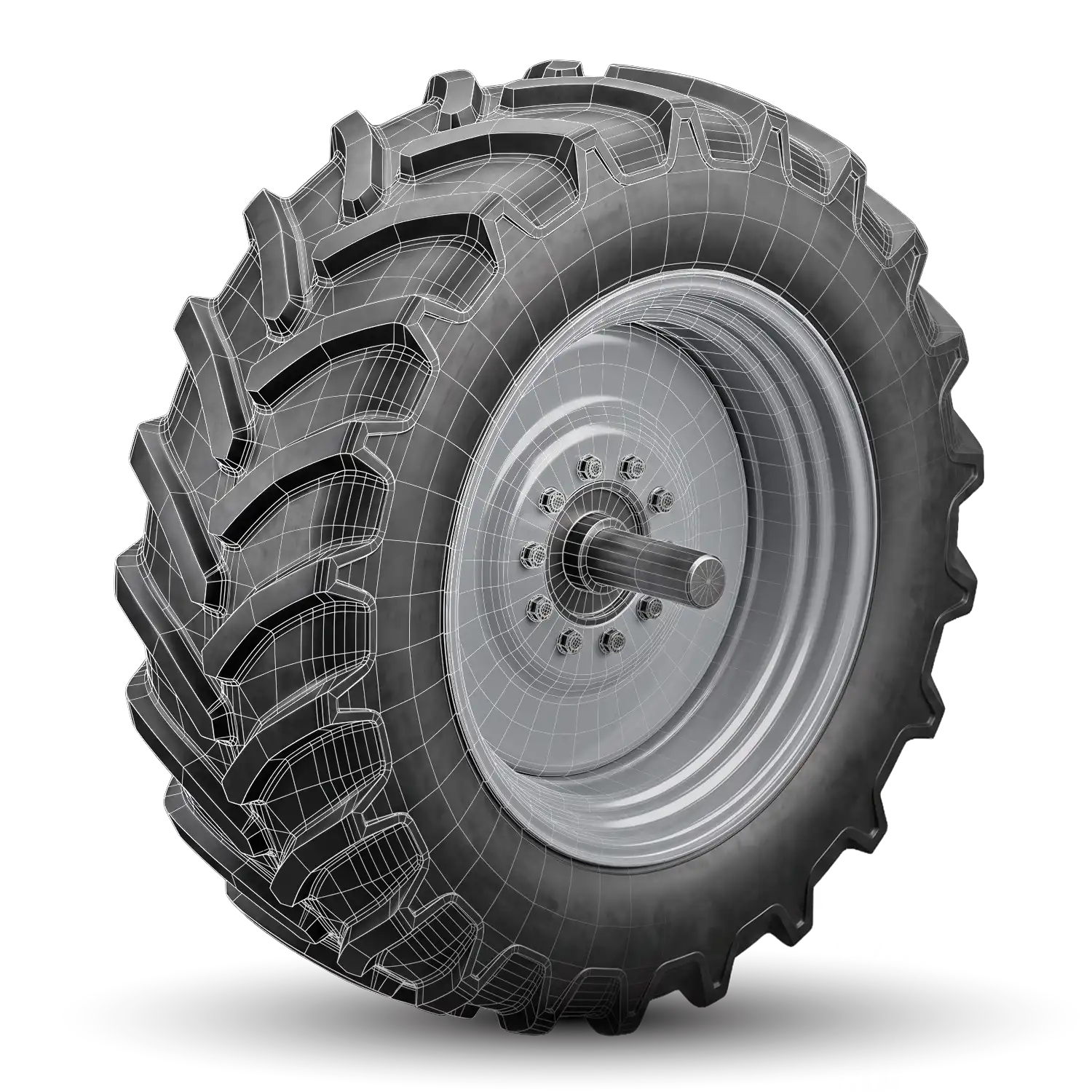 tractor tire-wheel assembly mounted on axle hub