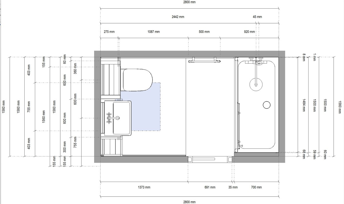 Toilet room architects plan
