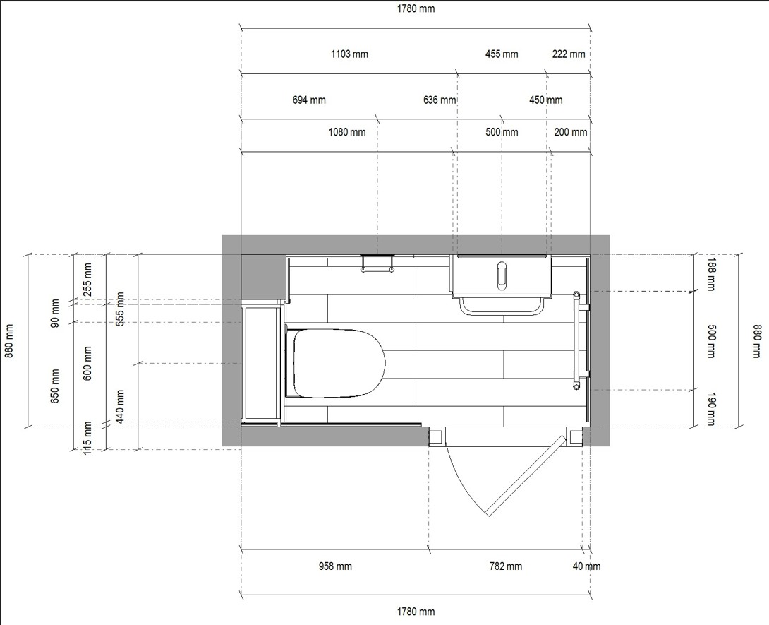 Toilet room architects plan