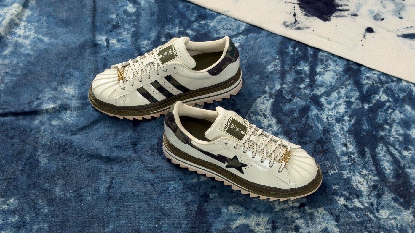 adidas Originals x CLOT by Edison Chen x BAPE Superstar - Off White/Branch/Olive Cargo - KJ1473