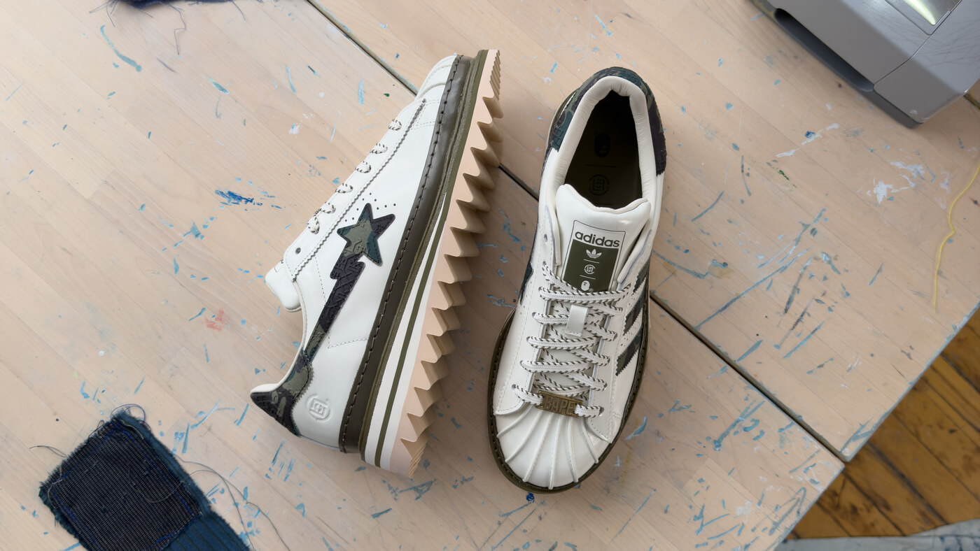 adidas Originals x CLOT by Edison Chen x BAPE Superstar - Off White/Branch/Olive Cargo - KJ1473