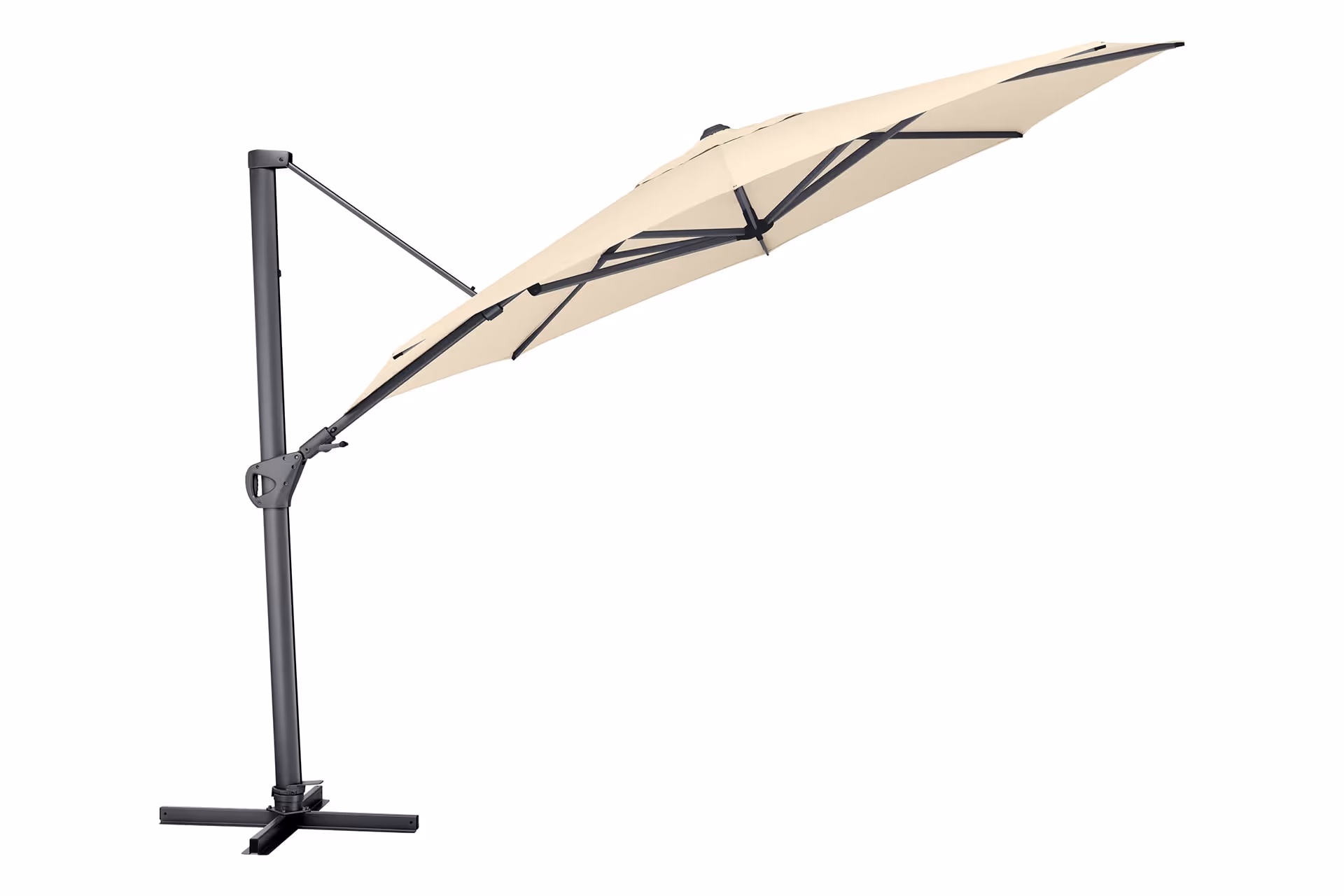 KETTLER Home&Garden – EASY SWING LX Ampelschirm rund, anthrazit matt/natur