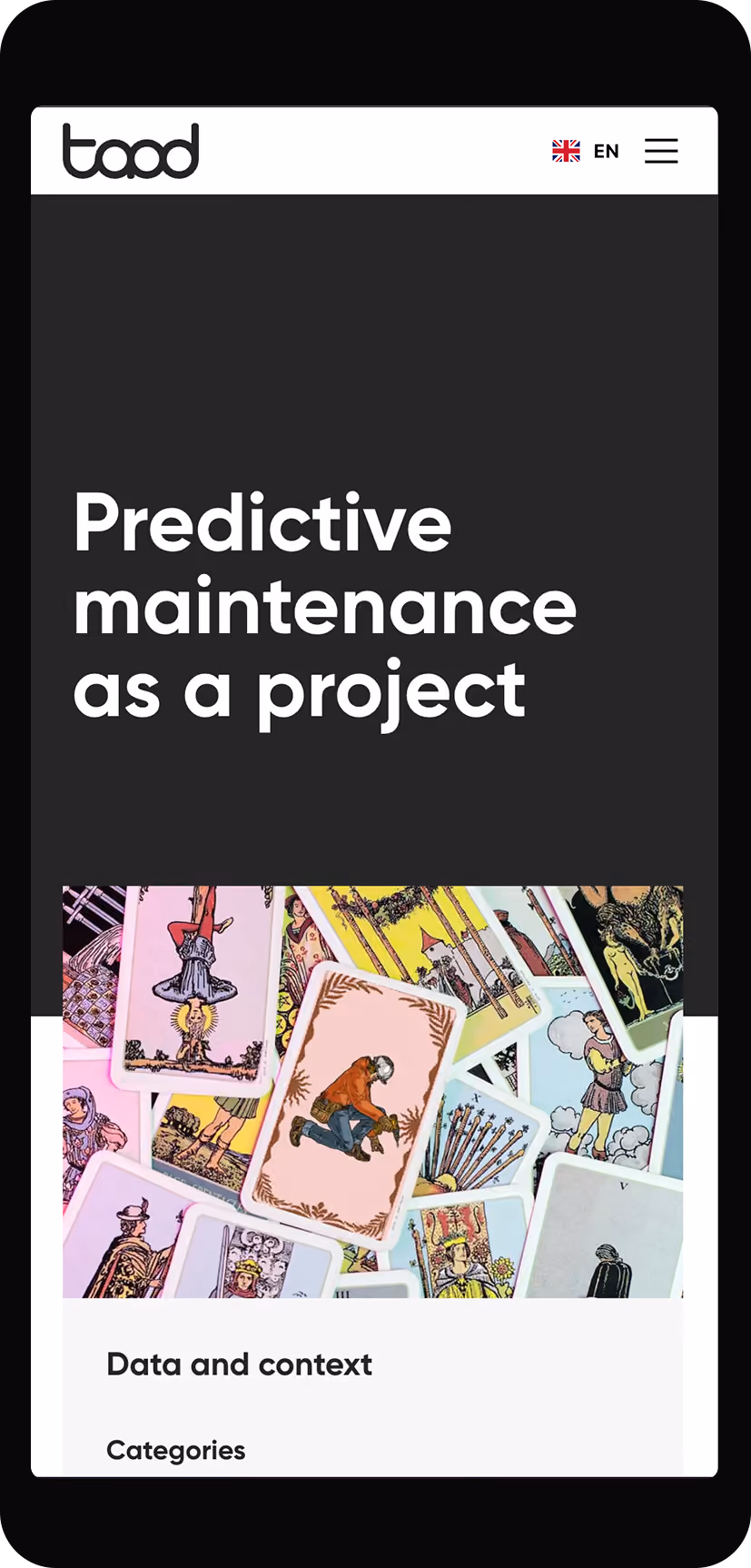 Mobile Projektseite von taod zum Thema Predictive Maintenance