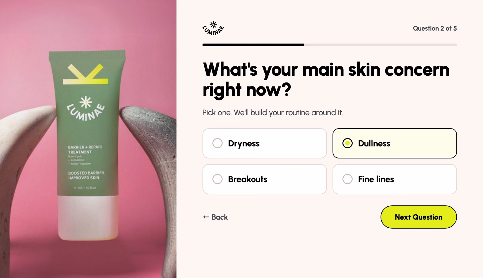 Skincare routine quiz, question 2 of 5
