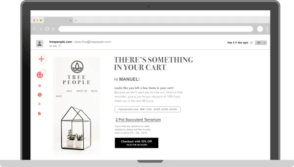 magento cart abandonment email example