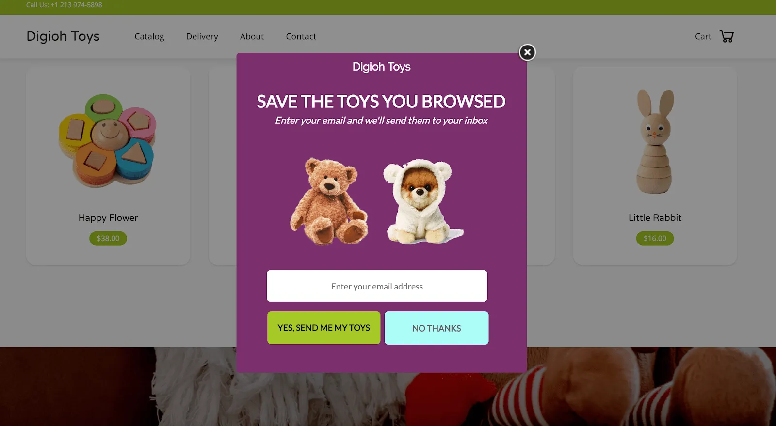 exit intent pop-up that allows abandoned cart visitors to save cart to email