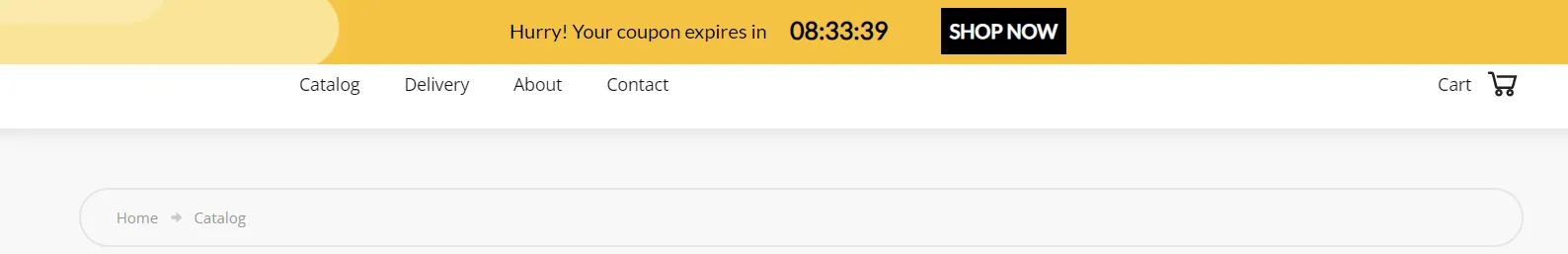 website banner with a countdown timer