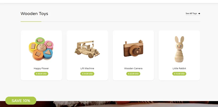 an ecommerce site with a pop-up teaser on the bottom-left
