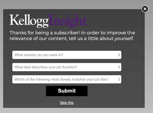 data capture pop-up