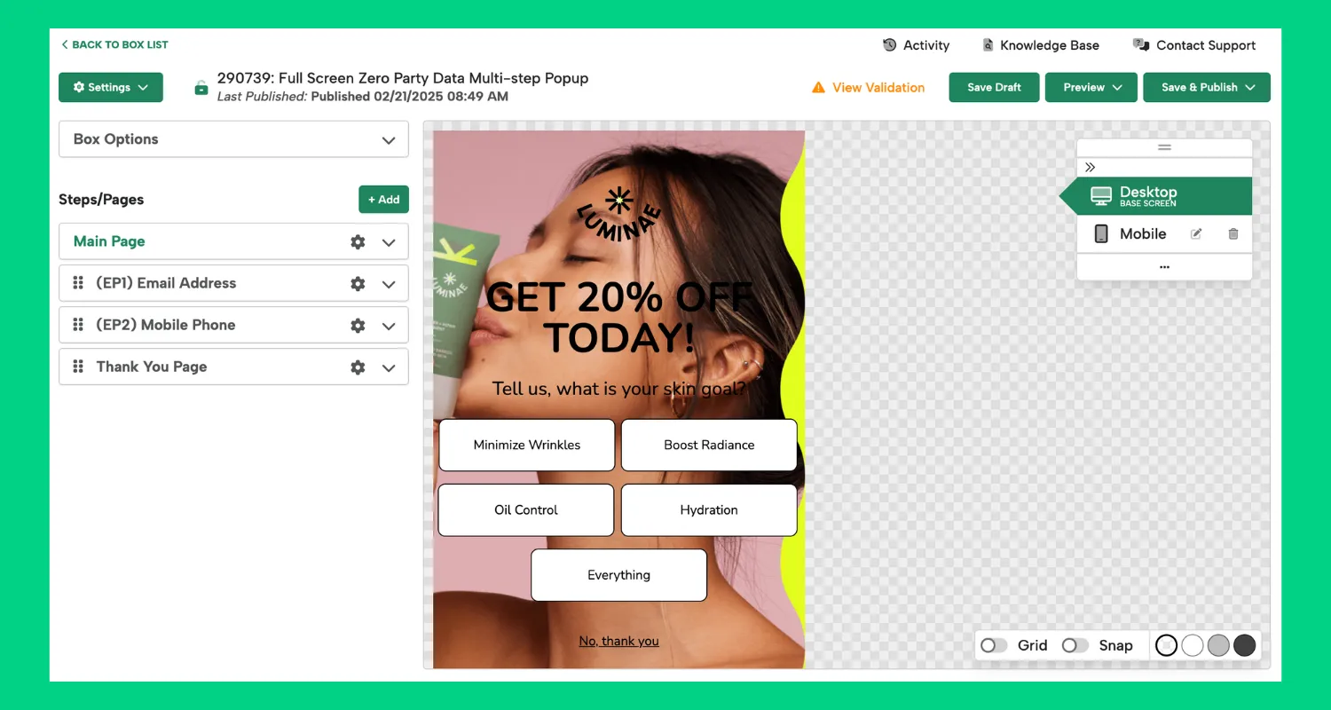 Digioh's editor - snap to grid