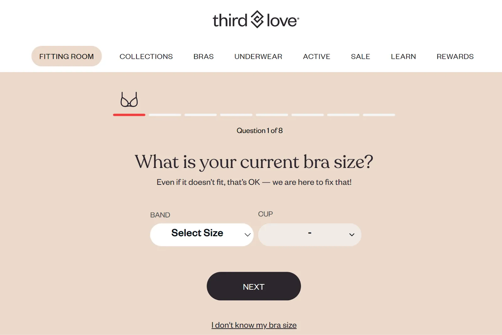 ThirdLove bra fit finder quiz