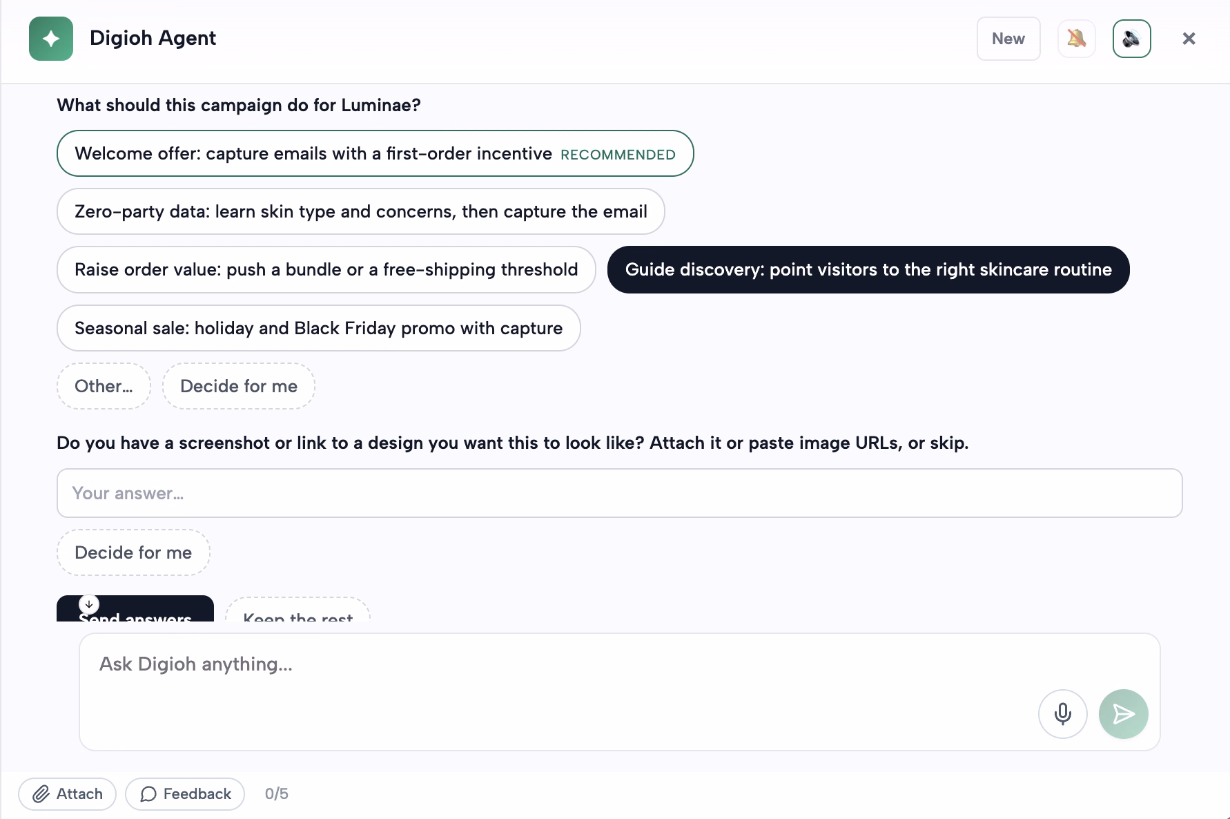 Build a quiz or pop-up with the Digioh Agent powered by Digioh AI