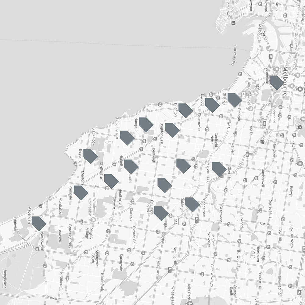 Blint locations highlighted on a greyscale map