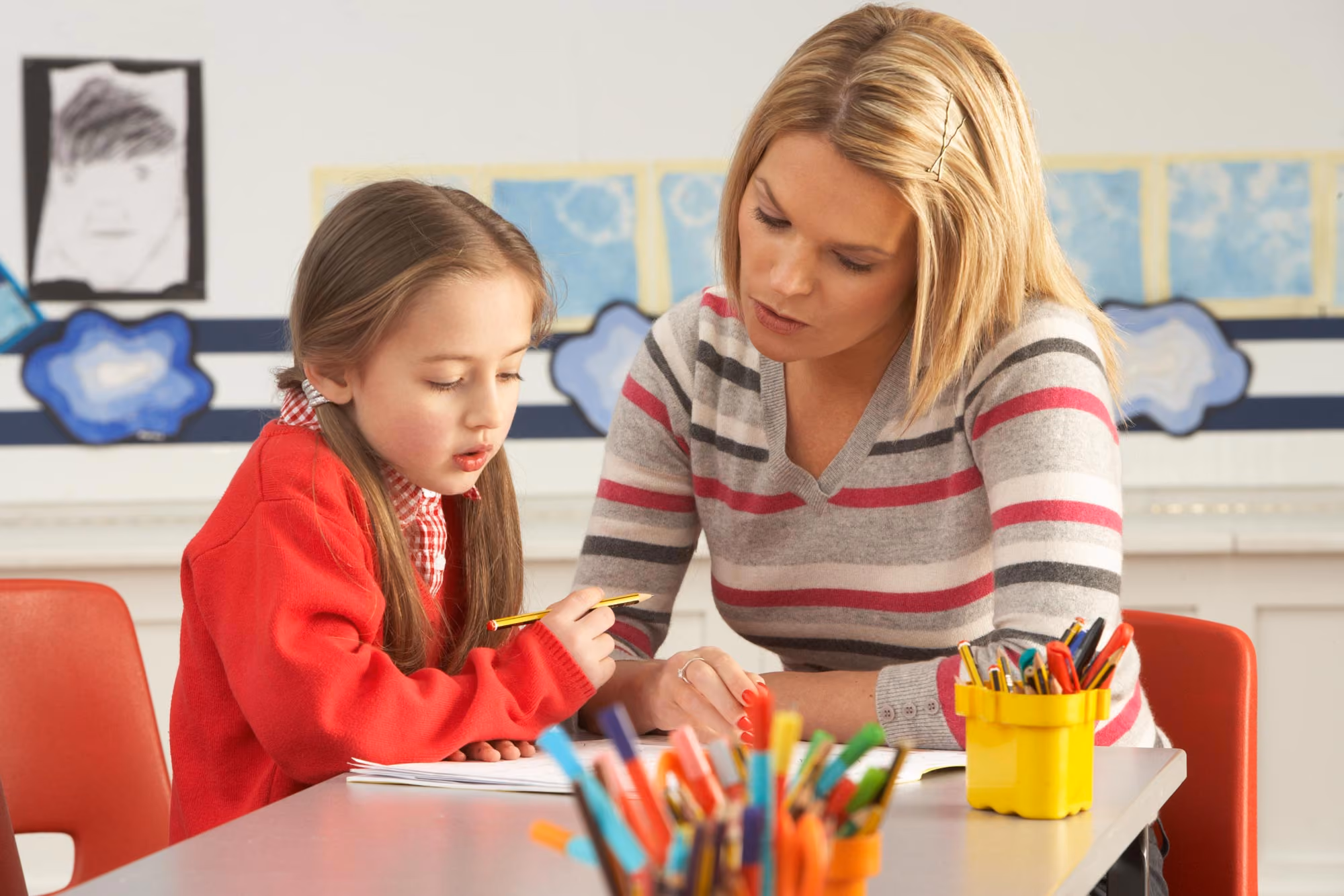 Child receiving specialist dyslexia learning support