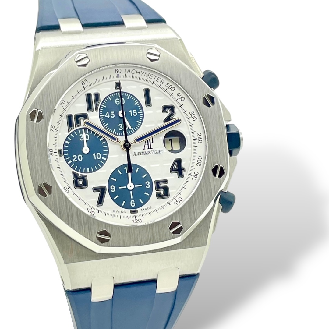 Royal Oak Offhsore 42 "NAVY" Weiß/Blaues Blatt Kautschukband — Bild 3 von 6