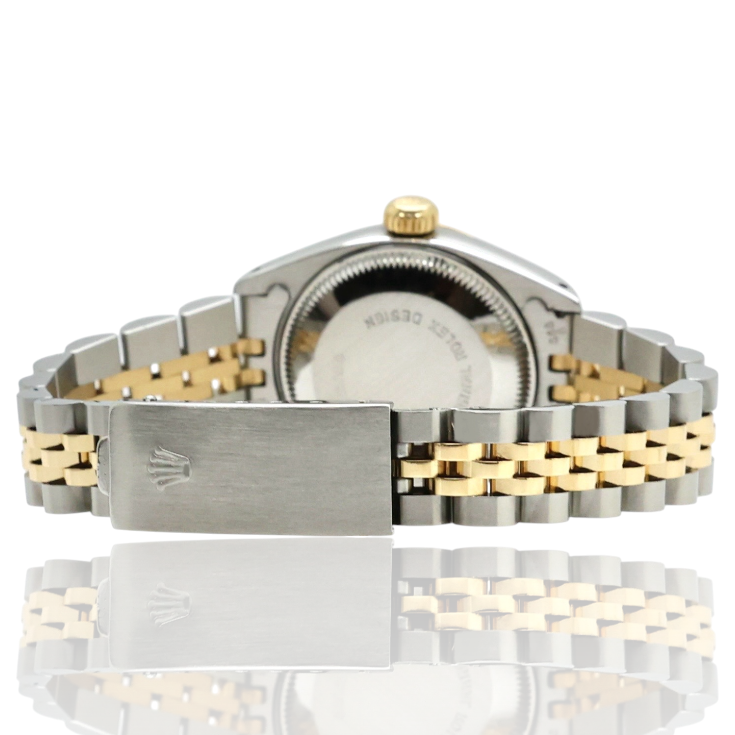 Lady-Datejust Jubileeband Geriffelte Lünette Weißes Blatt Stahl/Gold — Imagen 3 de 5