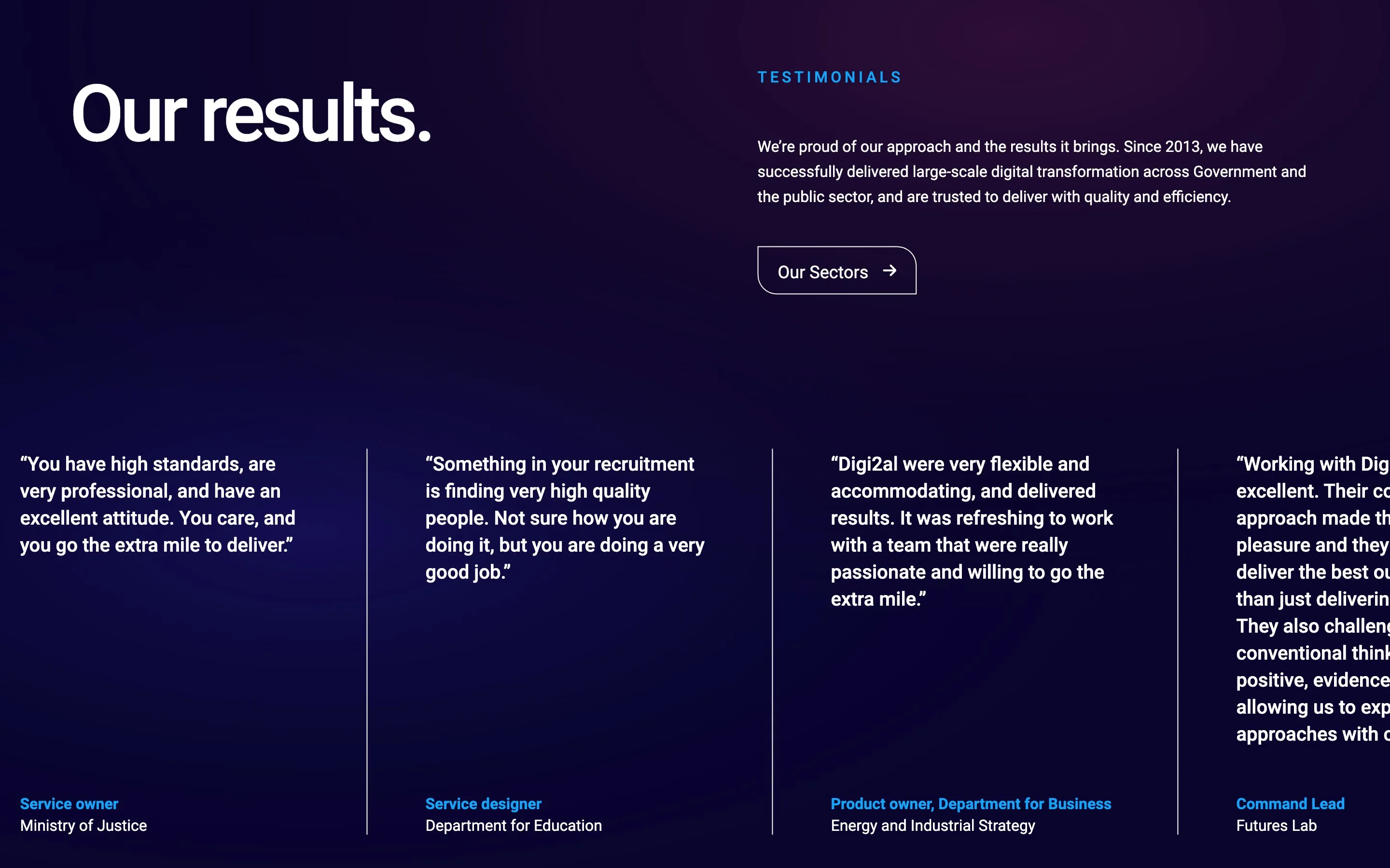 Digi2al case studies page powered by the Webflow CMS