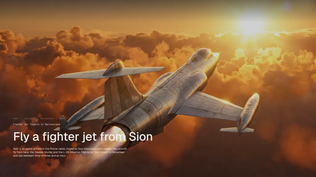 Jetify airfield location page grouping flights by region