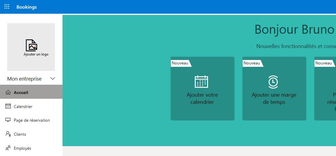 Accueil Microsoft Bookings
