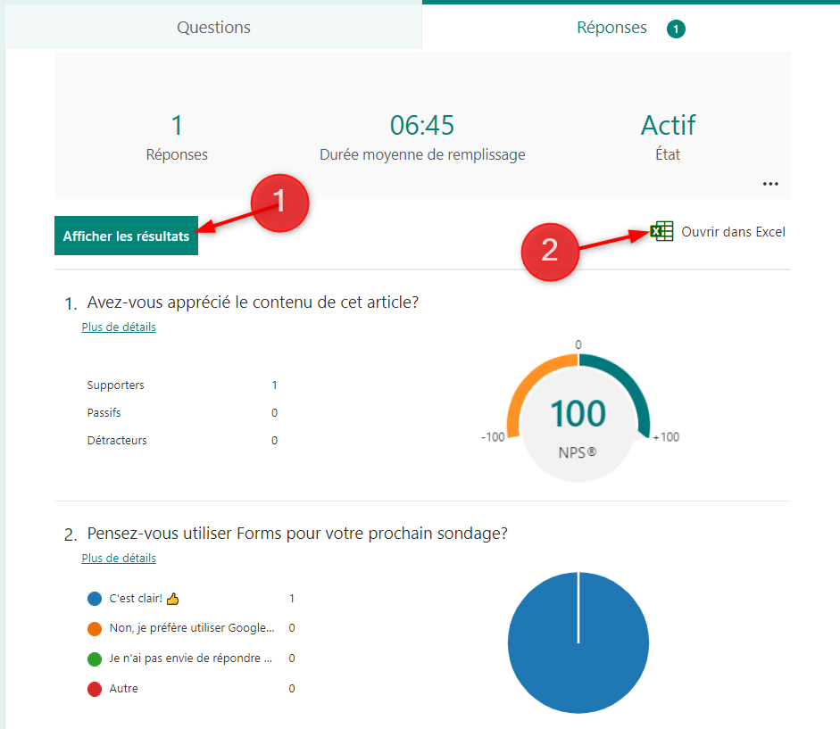 Analyse statistiques réponses Microsoft Forms