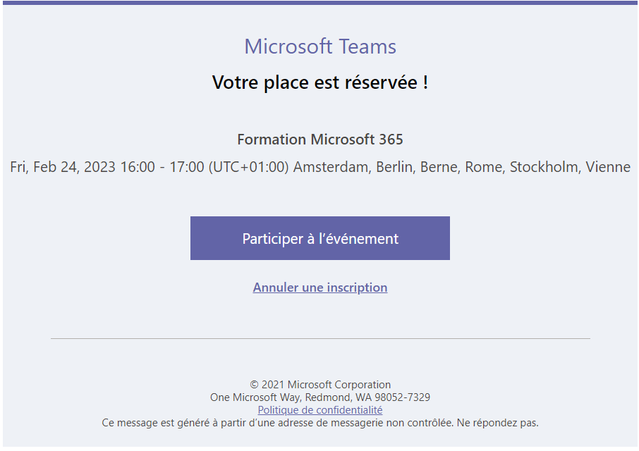 Webinaire Teams confirmation