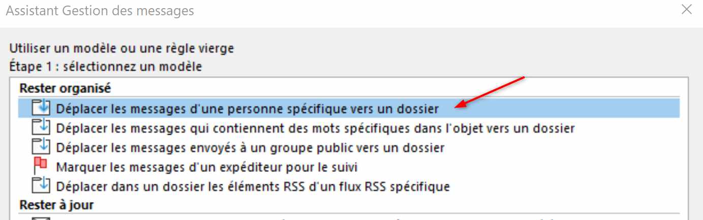 Outlook Règle Déplacer Message