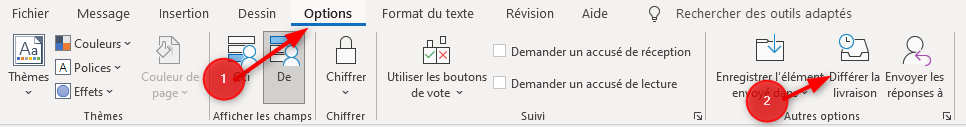 Outlook Bouton Envoi Différé