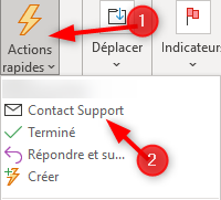 Outlook Ouvrir Action Rapide