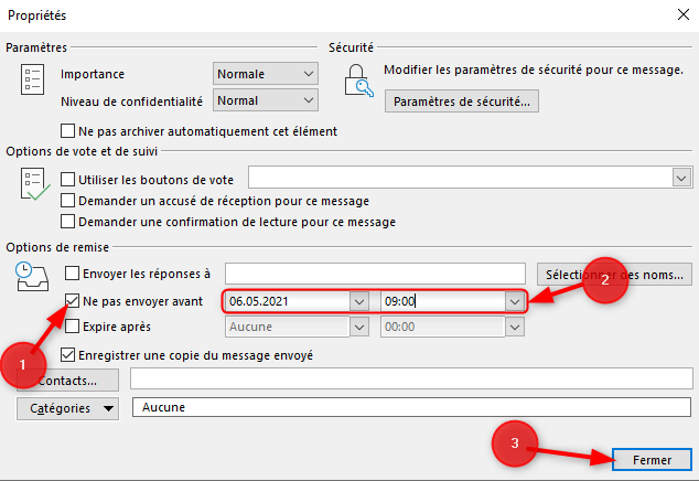 Outlook Configurer Envoi différé