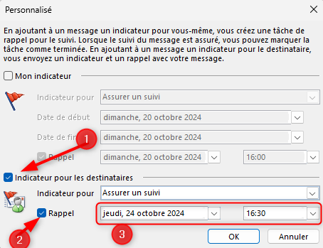 Outlook assurer un suivi pour destinataires