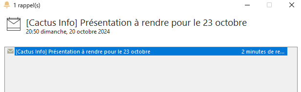 Outlook Rappel Suivi