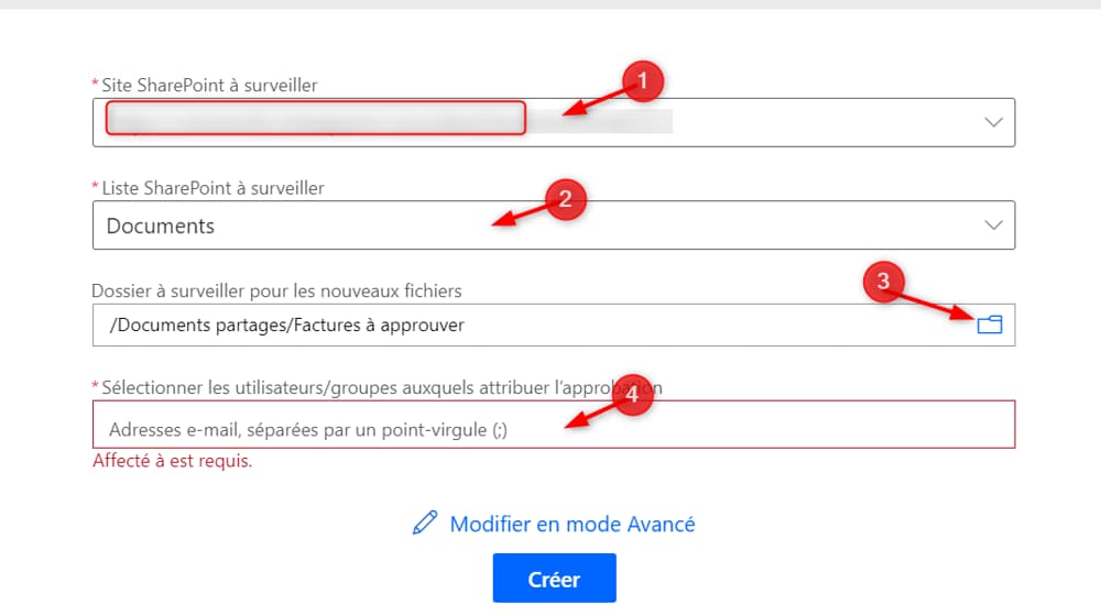 Exemple configuration power automate