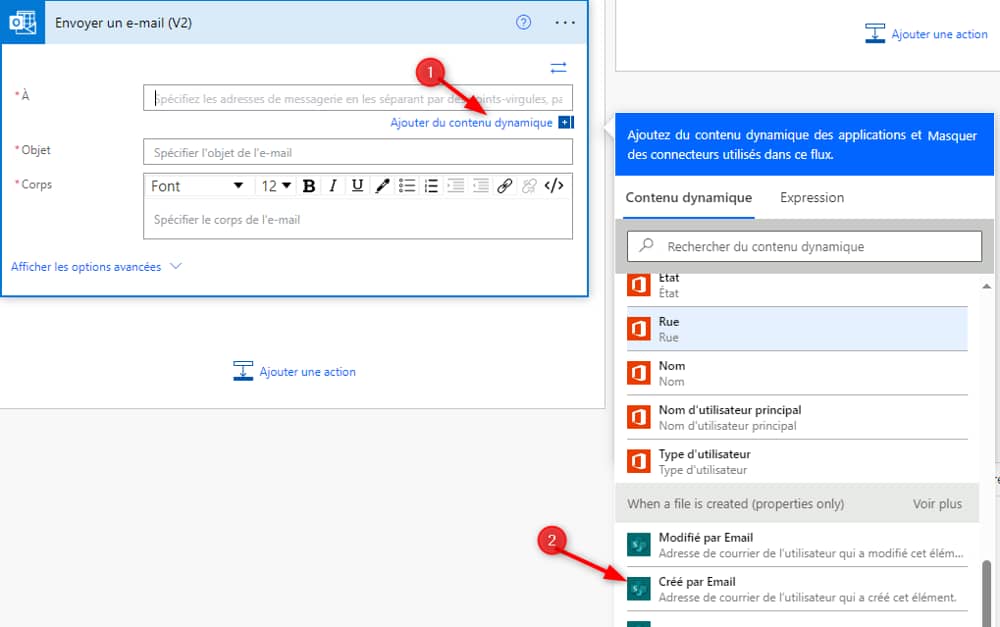 Envoi e-mail Power Automate