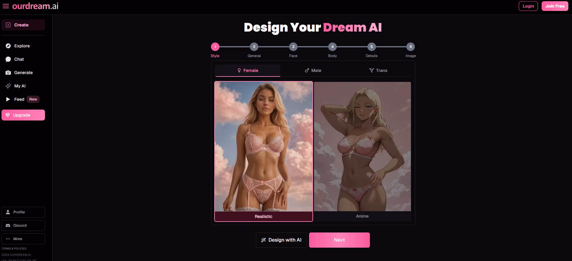 Ourdream.ai homepage