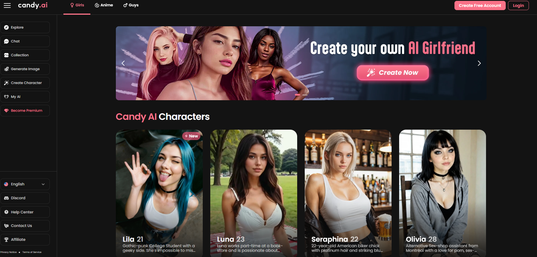 Candy.ai homepage